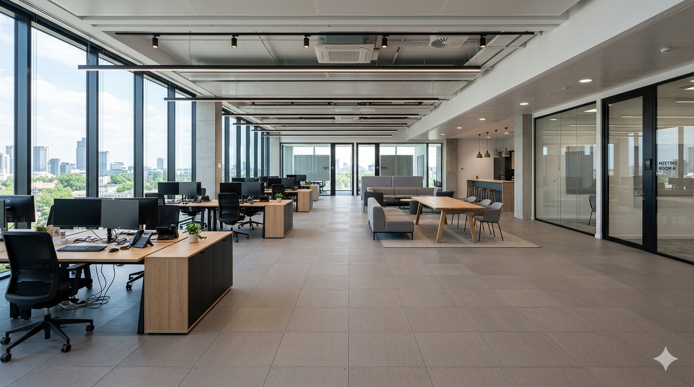 Yükseltilmiş döşemeli modern ofis